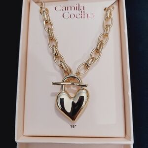 NIB Camila Coelho 18" Heart Necklace Gold